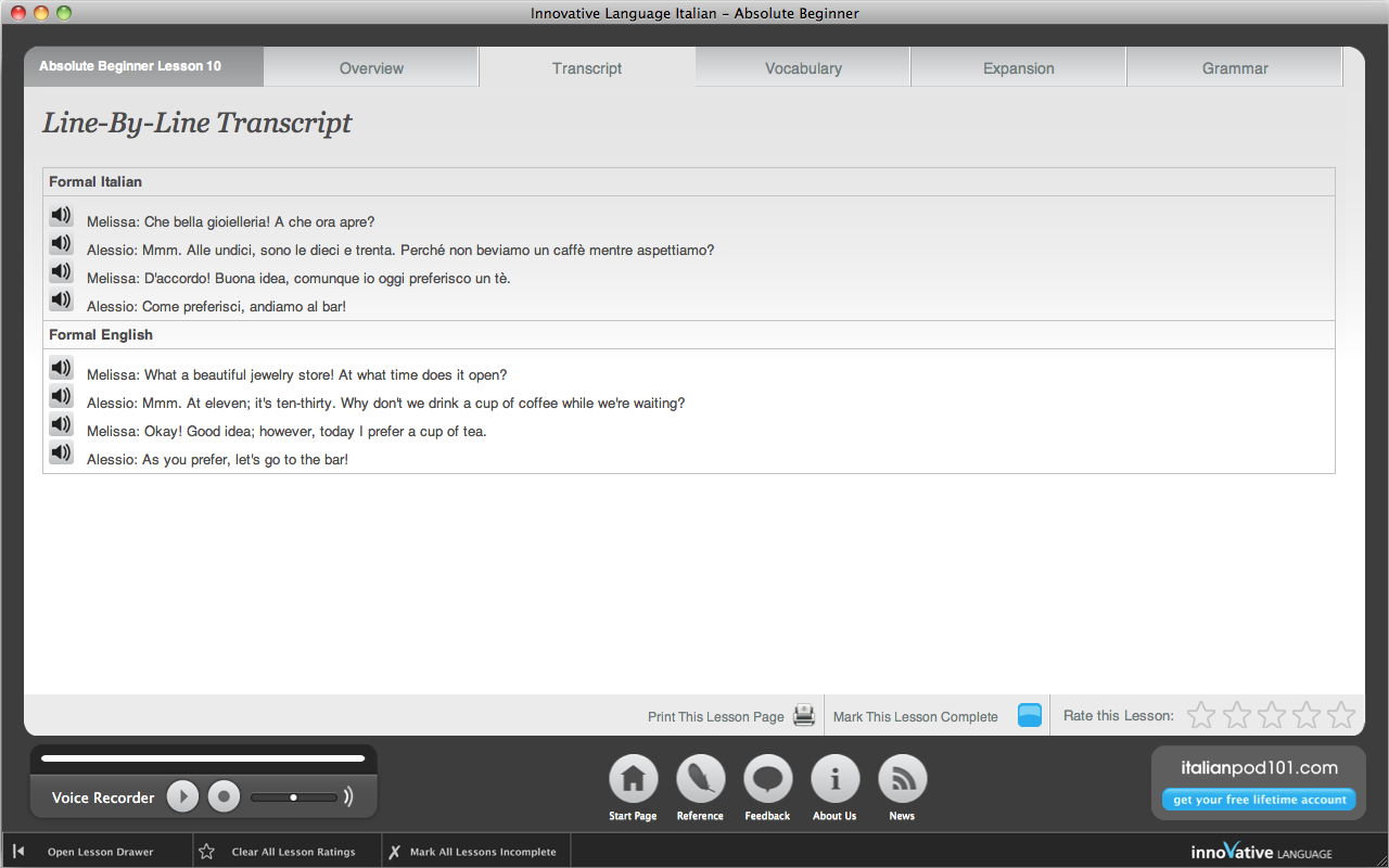 Screenshot 1 - Learn Italian - Absolute Beginner 